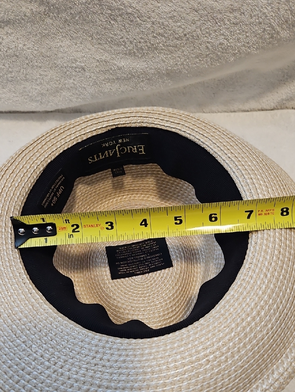 Eric Javits Straw Fedora in Natural with Black Band New - Picture 10 of 15